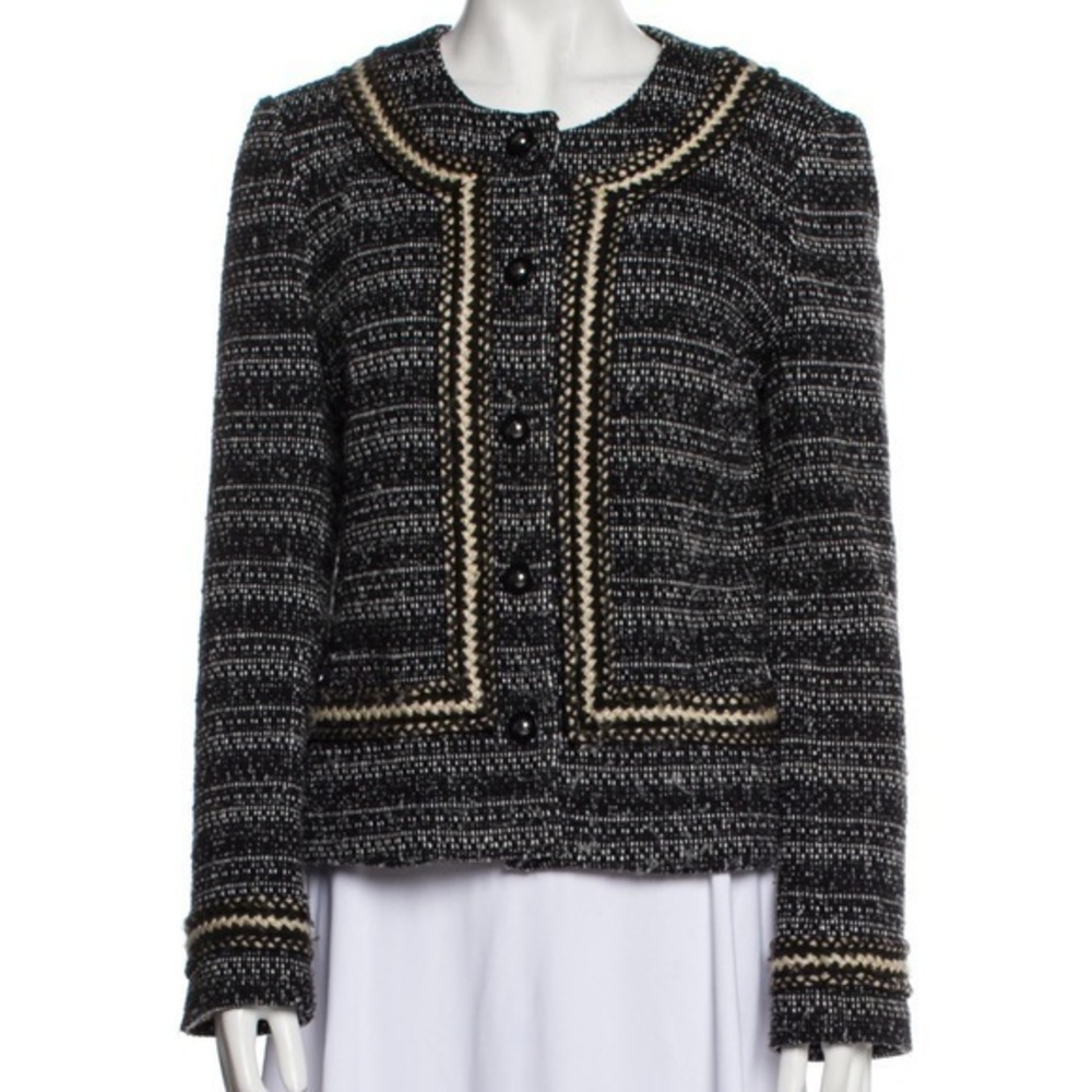 Tory Burch Black and Cream Textured Blazer